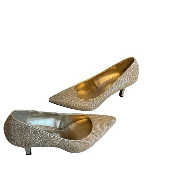 Fioni Night Gold Glitz Heels-Pointy Toe-3 inch Heel - Great Condition-Size 6.5 - Picture 1 of 10